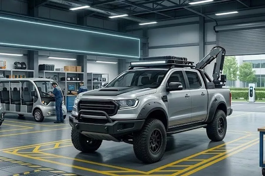 Up-fitted electric utility vehicle